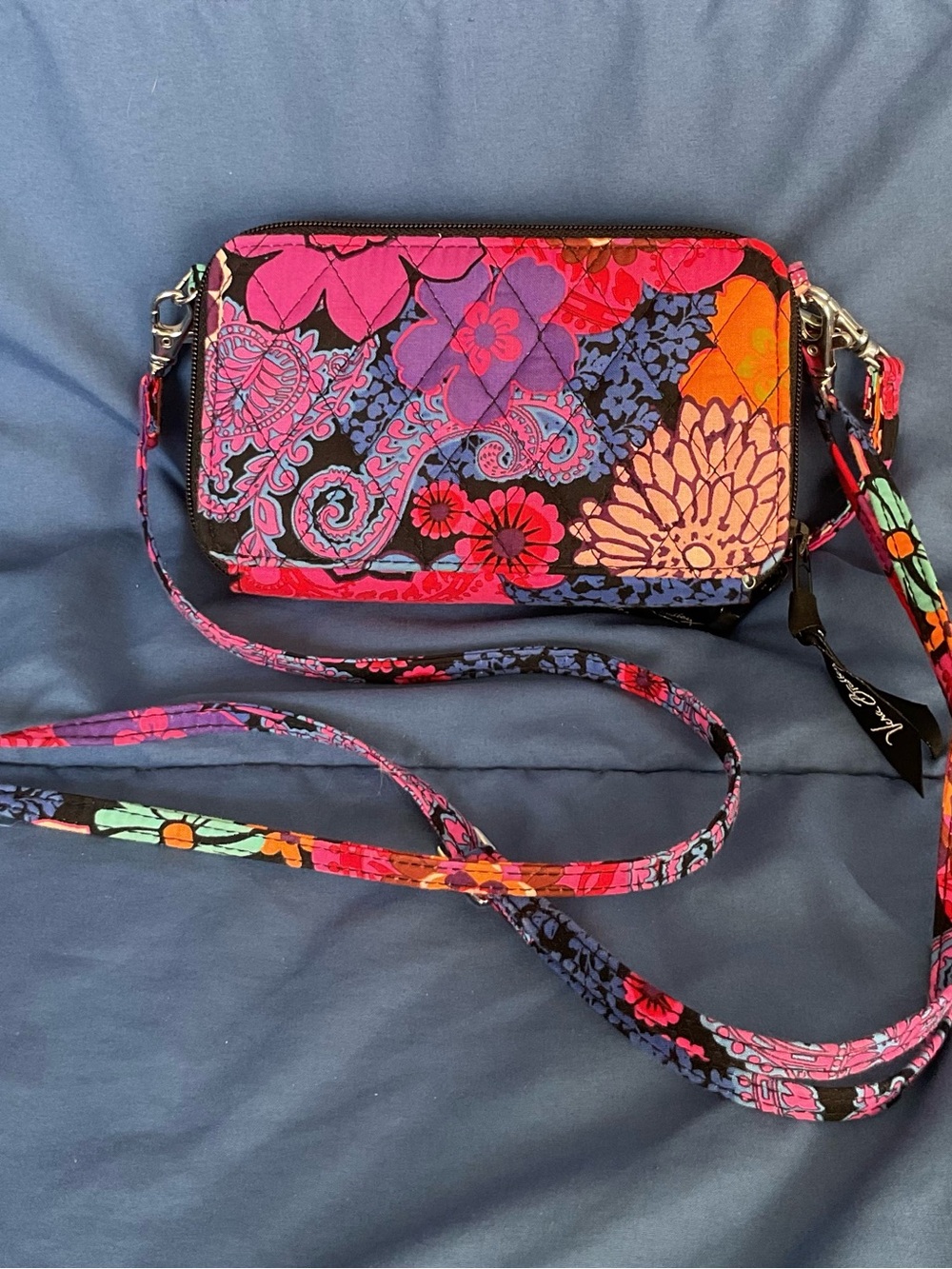 Vera Bradley Floral Paisley Crossbody - Black, Pink, Orange, Aqua - Picture 2 of 3